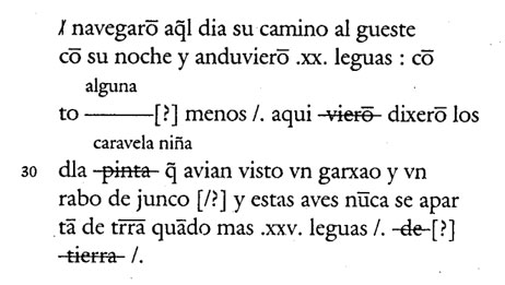 Figure 8 – the text of the Diario from Figure 7 transcribed by Dunn and Kelley (1989:30)